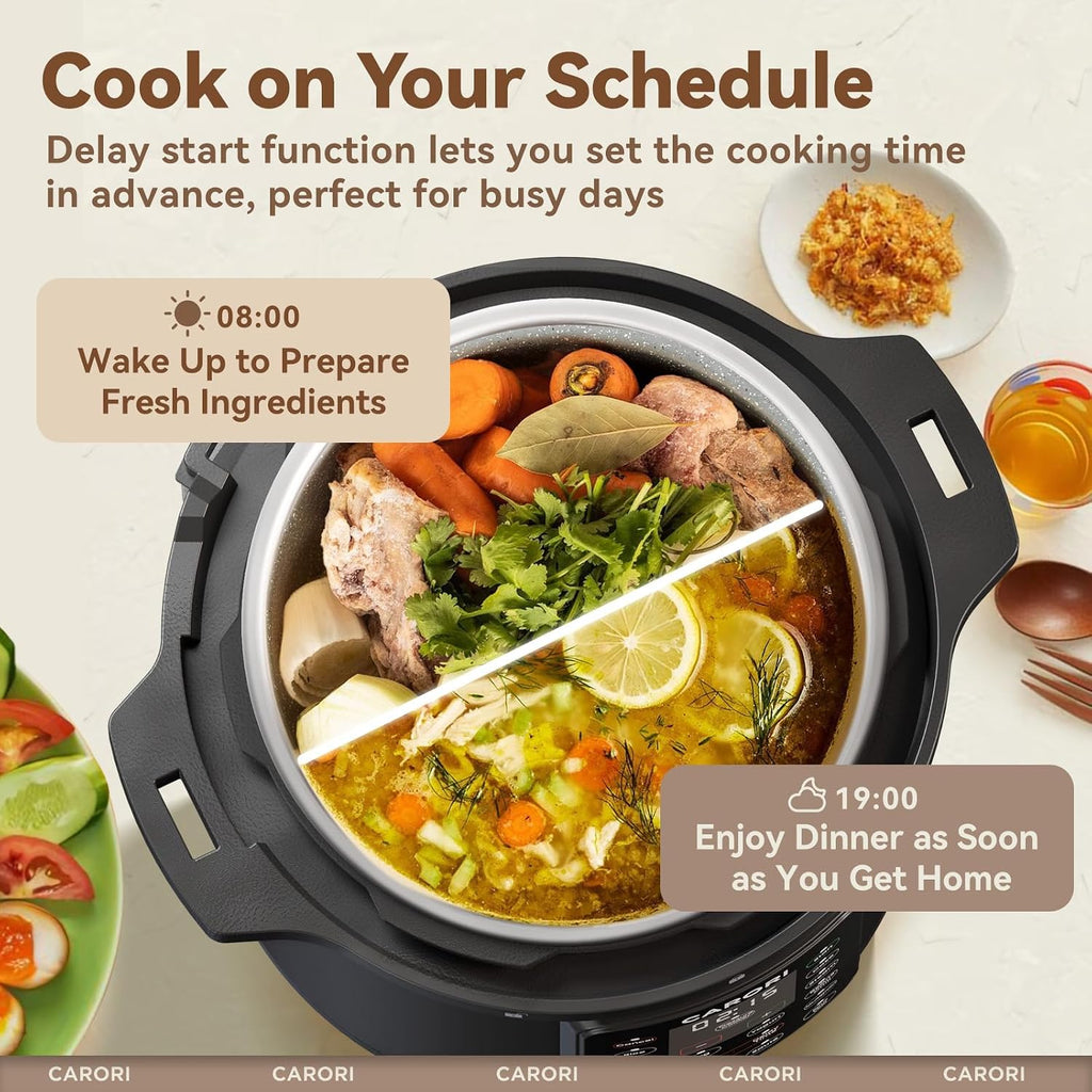 Olla a presión eléctrica 12 en 1 de 8 cuartos de galón, 1200W olla de presión multicooker con olla de acero inoxidable, olla arrocera lenta, saltear, vaporera, yogur y calentador de alimentos
