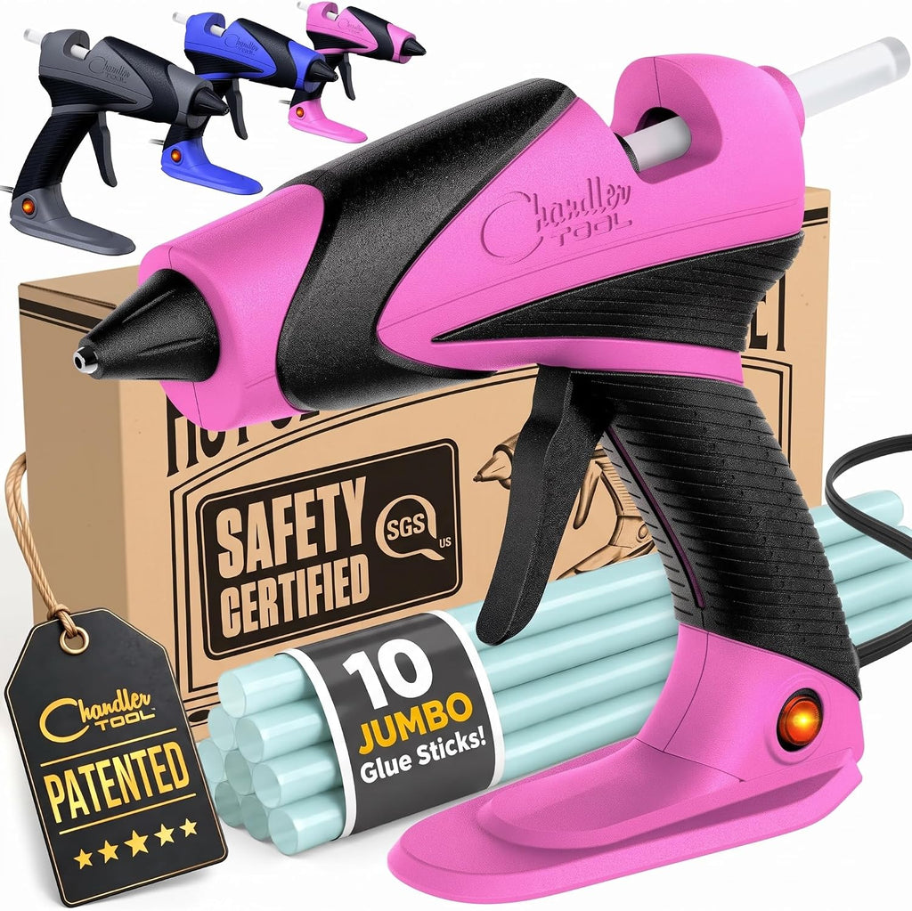 Juego de pistola y palos de pegamento caliente de tamaño completo (rosa)