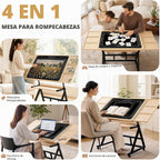 Mesa de rompecabezas de madera con ruedas móviles para rompecabezas de 1500 piezas, tablero de rompecabezas con cajones, superficie de fieltro, altura e inclinación ajustables, regalo de Navidad
