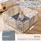 ACOMOPACK Tapete de juego para bebé de 1.3 pulgadas de grosor para piso, 50 x 50 pulgadas, tapete de espuma viscoelástica repelente al agua para el tiempo boca abajo, alfombra de terciopelo suave antideslizante para niños, niños pequeños y bebés gateando