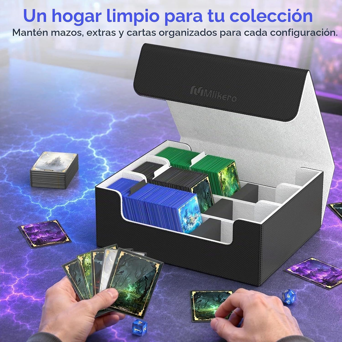 Mlikero Caja de almacenamiento de tarjetas coleccionables, almacenamiento de tarjetas a granel para más de 1800 tarjetas con funda, organizador de tarjetas de cierre magnético de piel sintética con 10