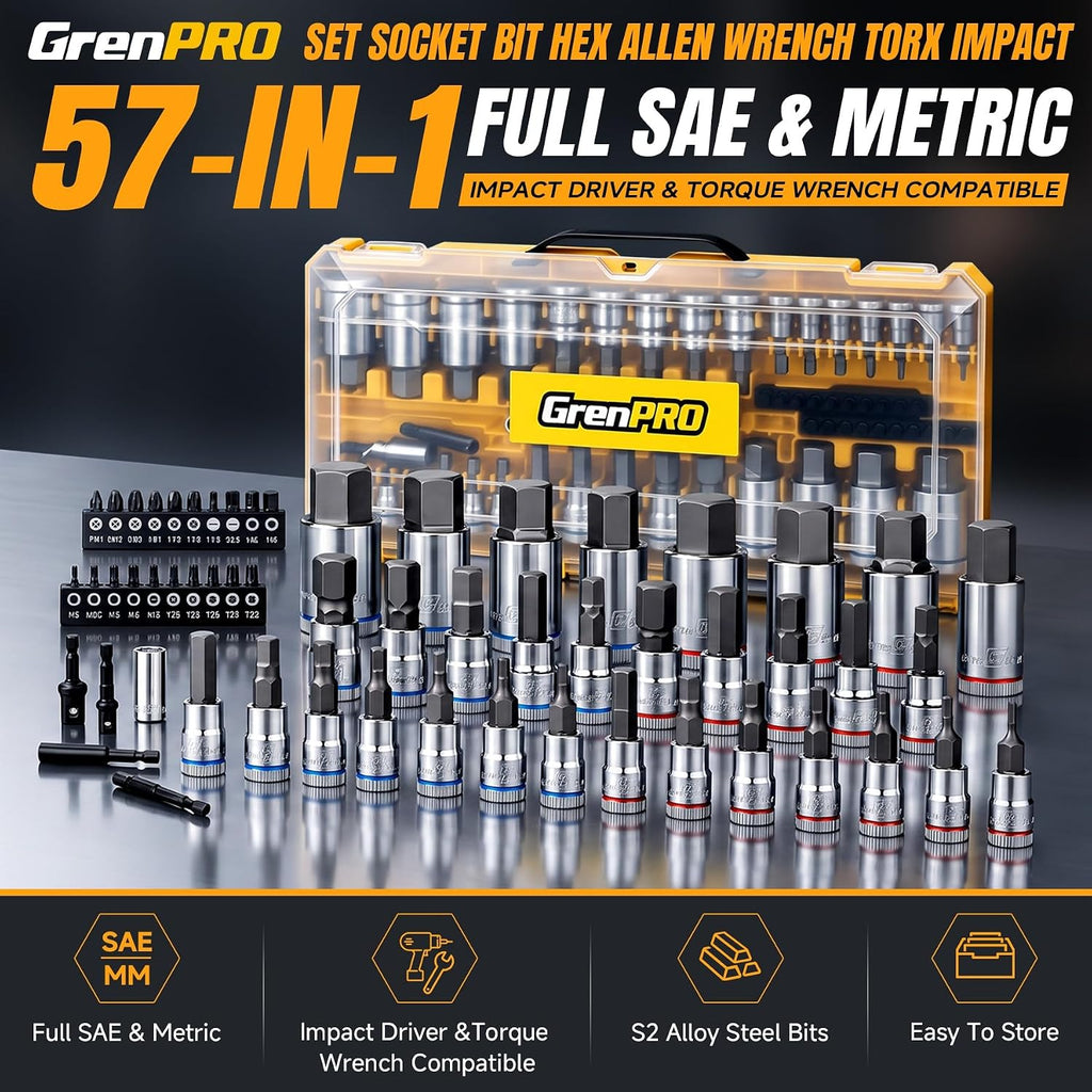 Juego de llaves hexagonales de 57 piezas SAE Metric Allen S2 1/4 3