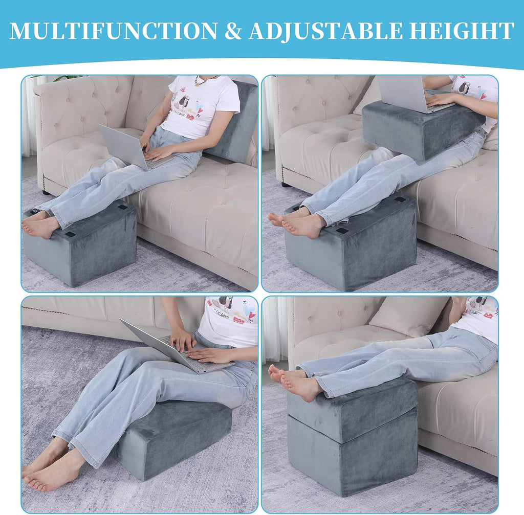 Lámpara Reposapiés para debajo del escritorio, reposapiés ergonómico de oficina con 3 alturas ajustables, reposapiés de espuma viscoelástica de alta densidad para el hogar, viajes, avión con funda lavable