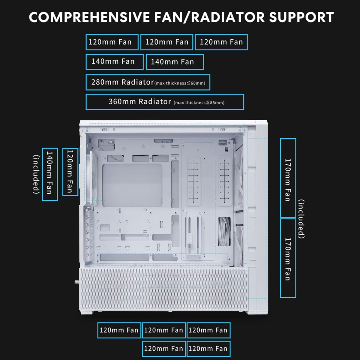 Lian Li LANCOOL 217 INF Mid-Tower ATX Funda para PC, color blanco (...
