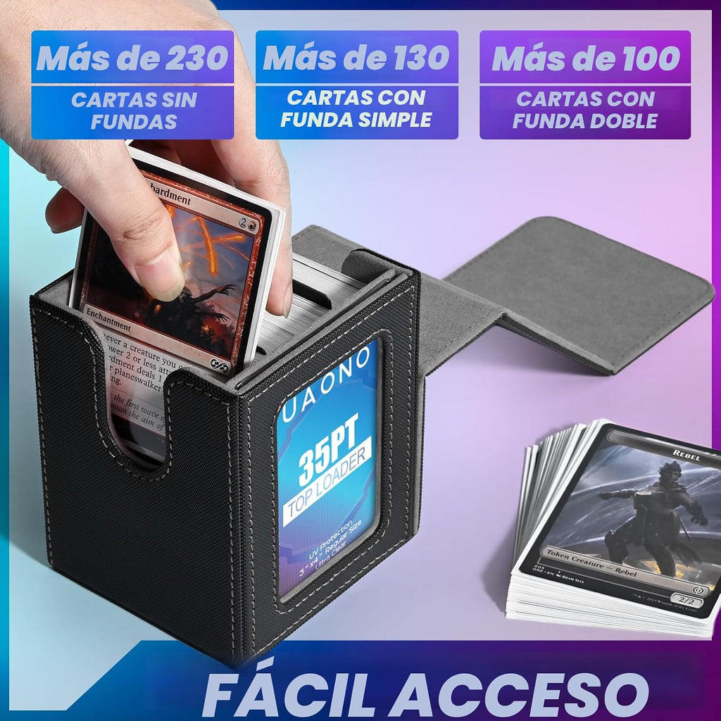 UAONO Caja de cartas para MTG Commander, se adapta a 100 tarjetas de doble