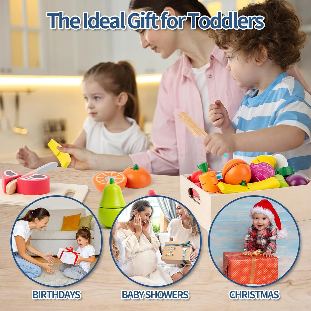 Juegos de comida de juego de madera para niños, accesorios de cocin...