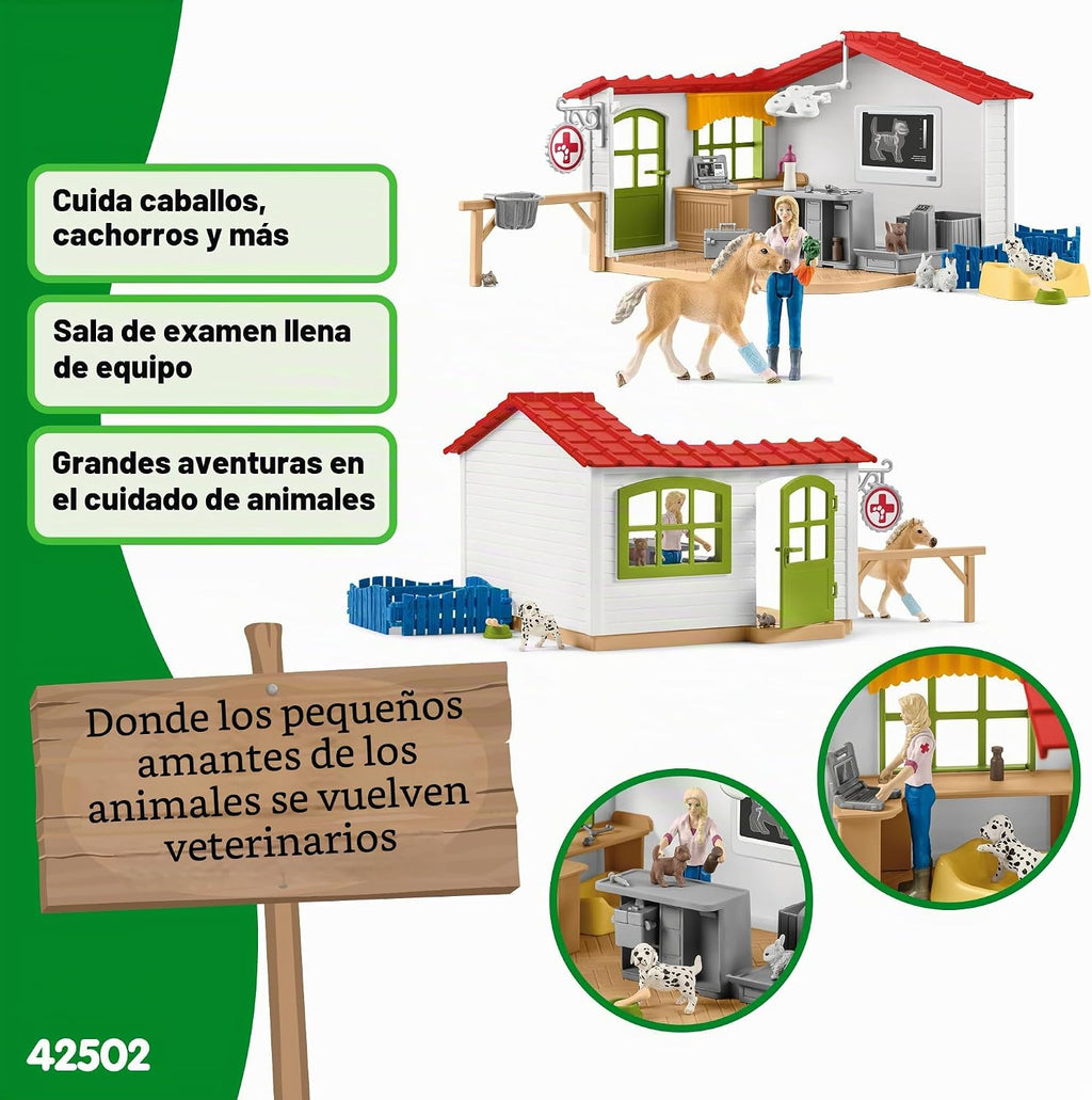 Schleich Farm World - 43Pc Veterinarian Practice con Pets | 42502