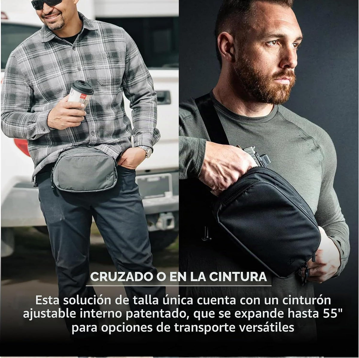 Eberlestock Fade Flex – Riñonera de transporte oculta – Riñonera táctica para hombre con cinturón ajustable – 10 pulgadas de ancho x 6 pulgadas de alto x 3 pulgadas de profundidad – acero