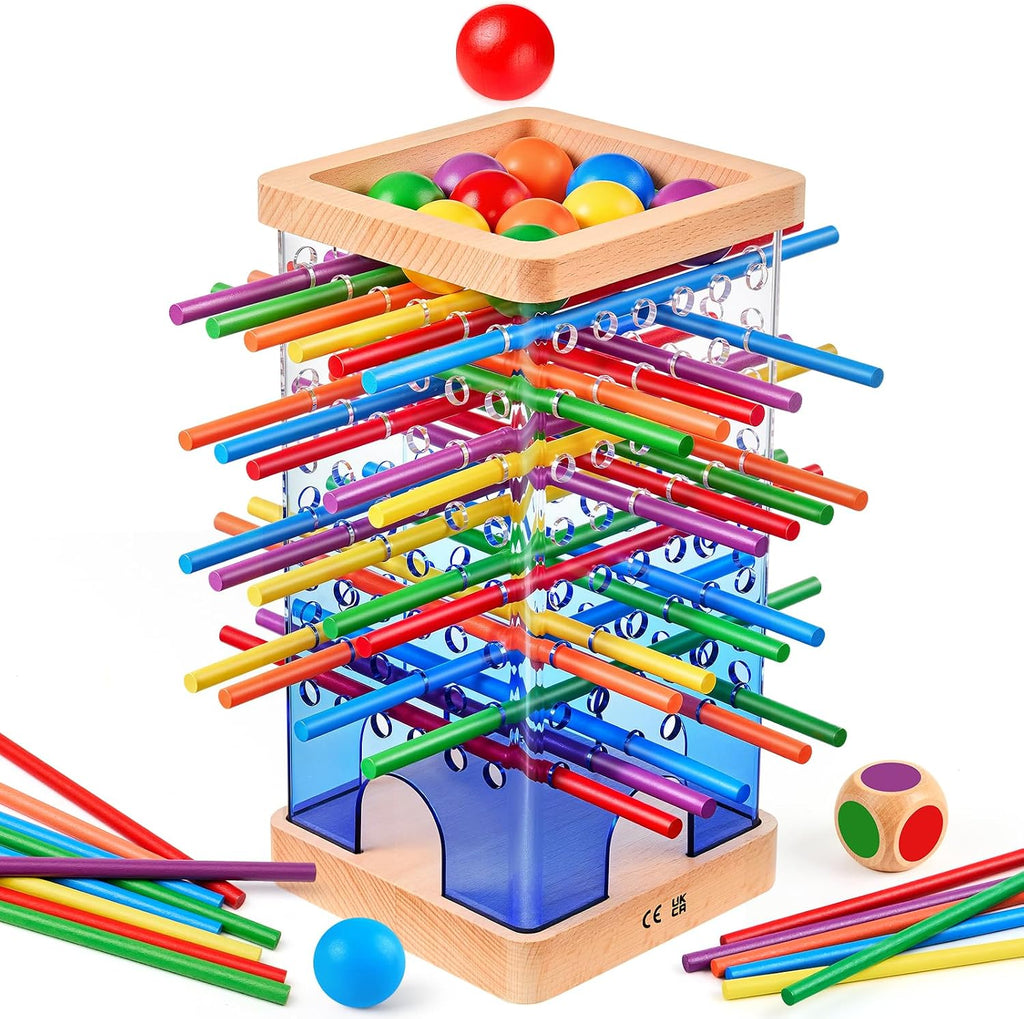 Montessori - Juego de mesa de madera para niños de 4 a 6 años, con 48 palos