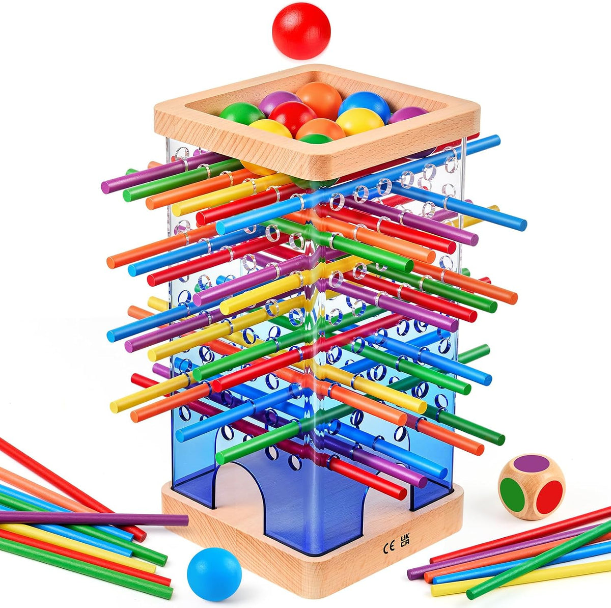 Montessori - Juego de mesa de madera para niños de 4 a 6 años, con 48 palos