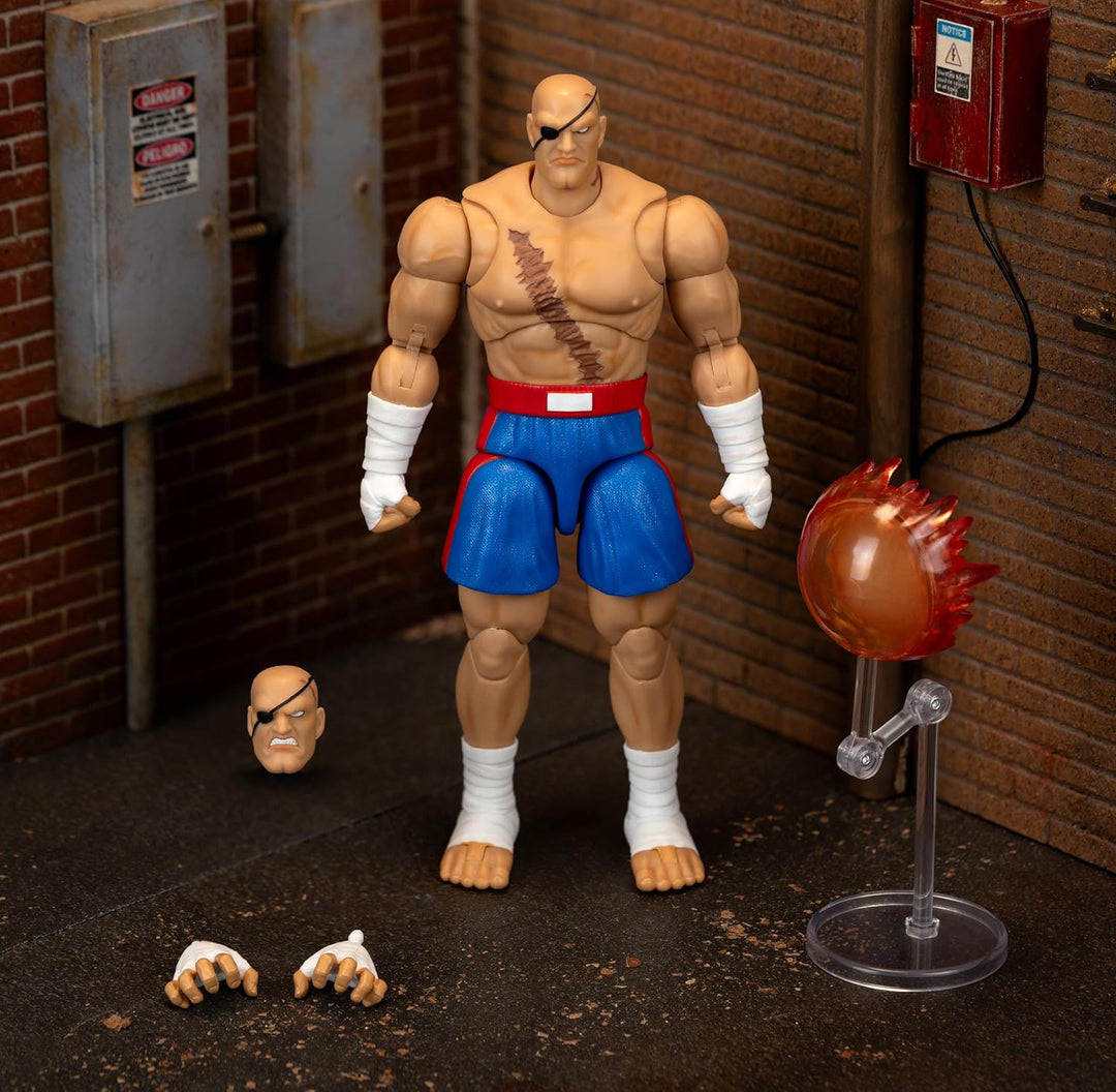 Jada Street Fighter II Sagat Deluxe - Figura de acción a escala 1:1...