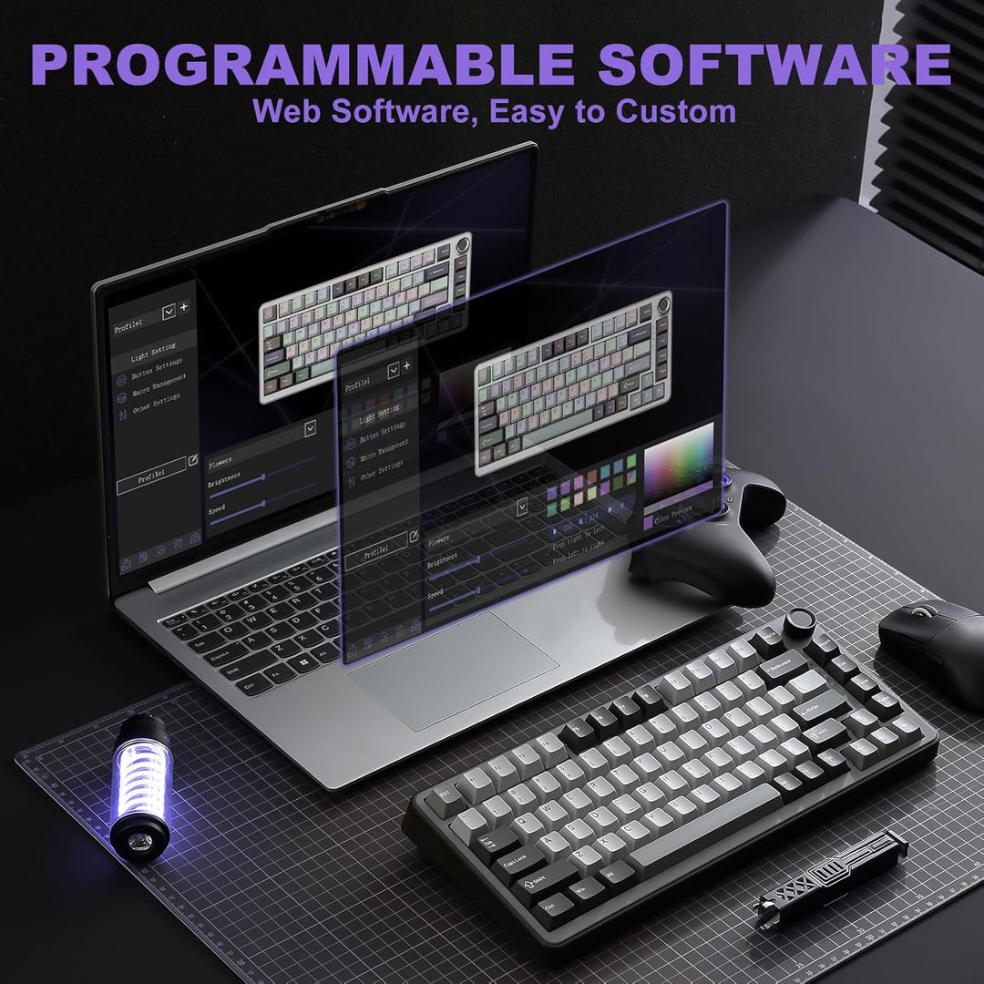 YUNZII B75 PRO Teclado mecánico inalámbrico, diseño 75% con perilla...