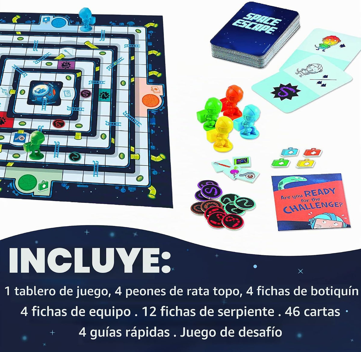 Peaceable Kingdom Space Escape – Juego de estrategia cooperativa de aventura espacial por el inventor de Pandemic – ¡Usa el trabajo en equipo para ganar! – Ideal para familias con niños de 7 años en