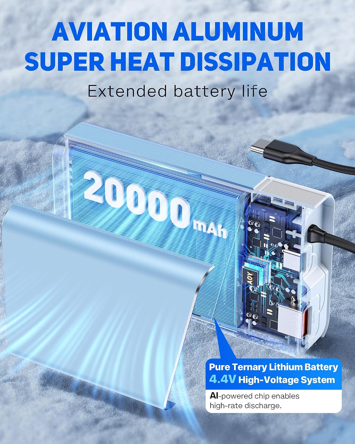 Cargador portátil de 20000 mAh, 22.5 W PD 3.0+QC 4.0, banco de ener...