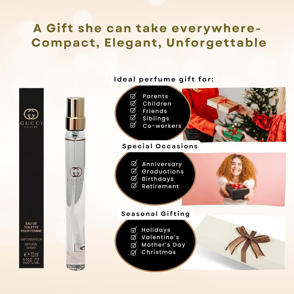 Gucci Guilty Perfume para Mujeres Spray de Viaje Pour Femme EDT 0.3...