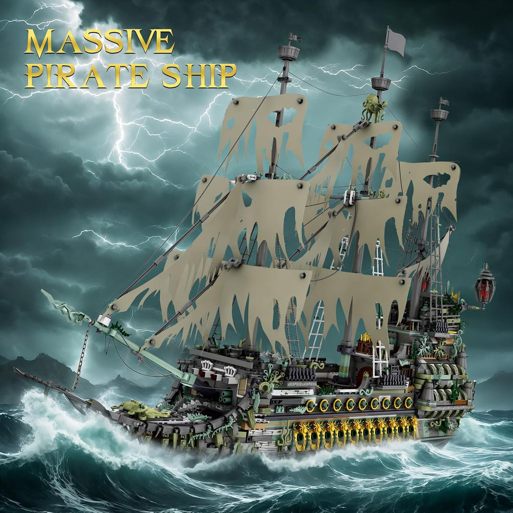 JMBricklayer Set de Construcción de Barco Pirata para Adultos - Modelo de Barco Fantasma el Holandés Errante, 5865 Piezas