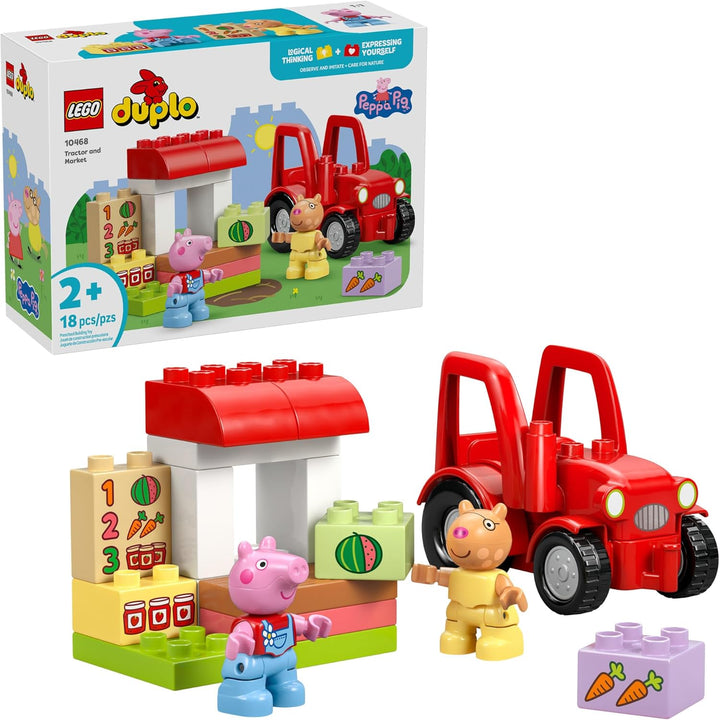 LEGO DUPLO Peppa Pig Tractor and Market - Juguete de construcción p...