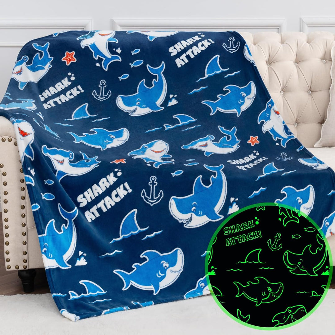 Jekeno Manta de tiburón que brilla en la oscuridad, regalos para ni...