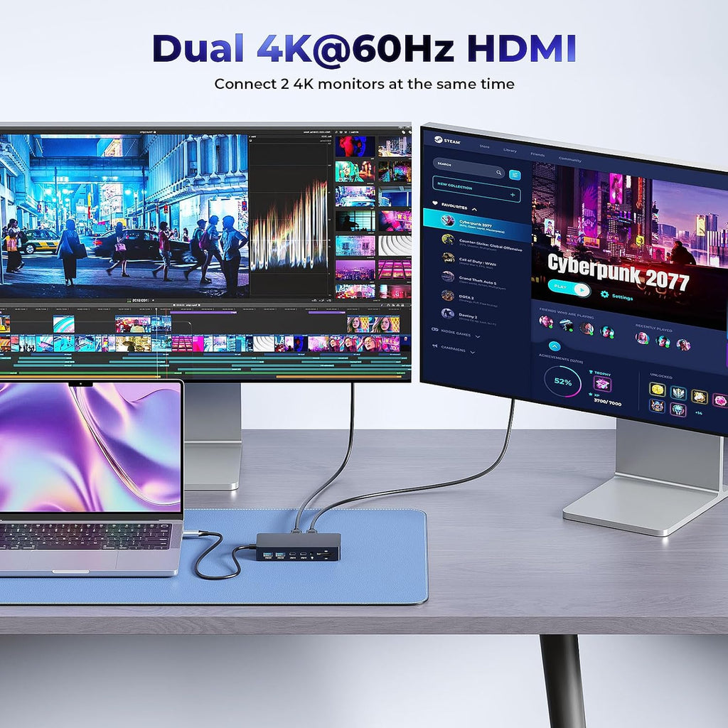 Rocketek Estación de acoplamiento para portátil Dell Dual HDMI+VGA con