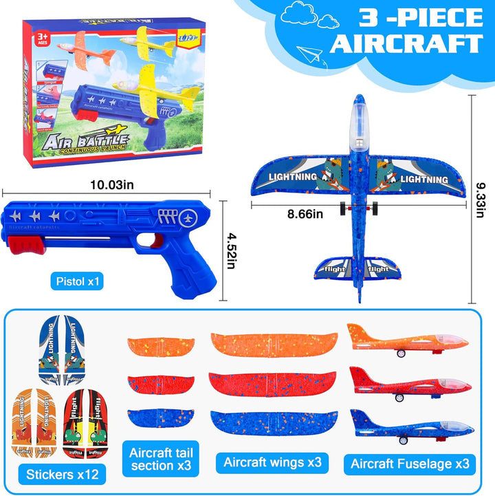 LJZJ Paquete de 3 juguetes lanzadores de aviones, 2 modos de vuelo,...