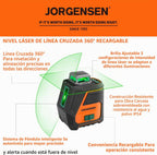 JORGENSEN Nivel láser de 360° con trípode, nivel láser recargable de 100 pies