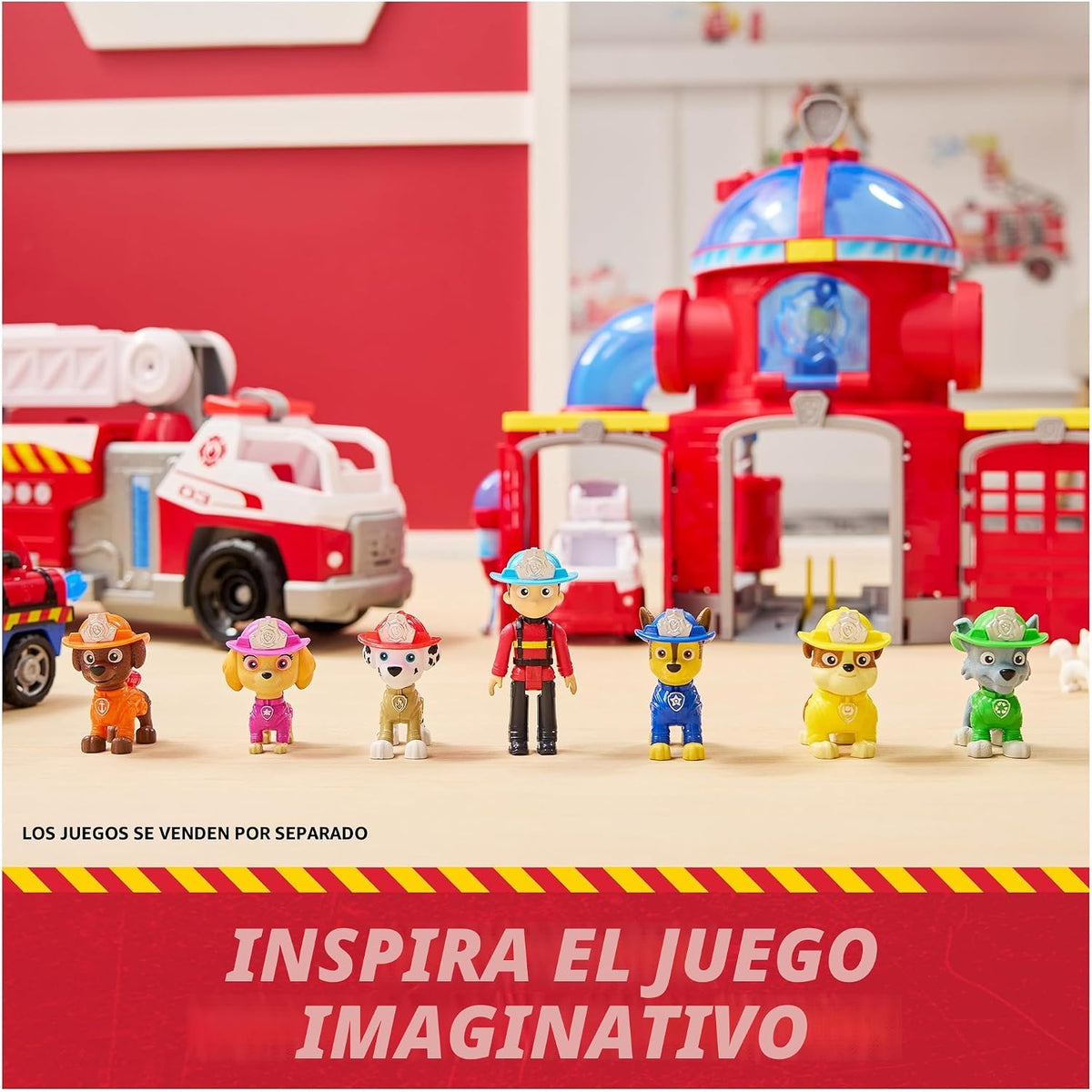 Paquete de figuras de acción coleccionables del equipo de rescate contra incendios de Paw Patrol con 7 figuras, incluyendo Ryder y 6 cachorros, juguetes para niños y niñas a partir de 3 años