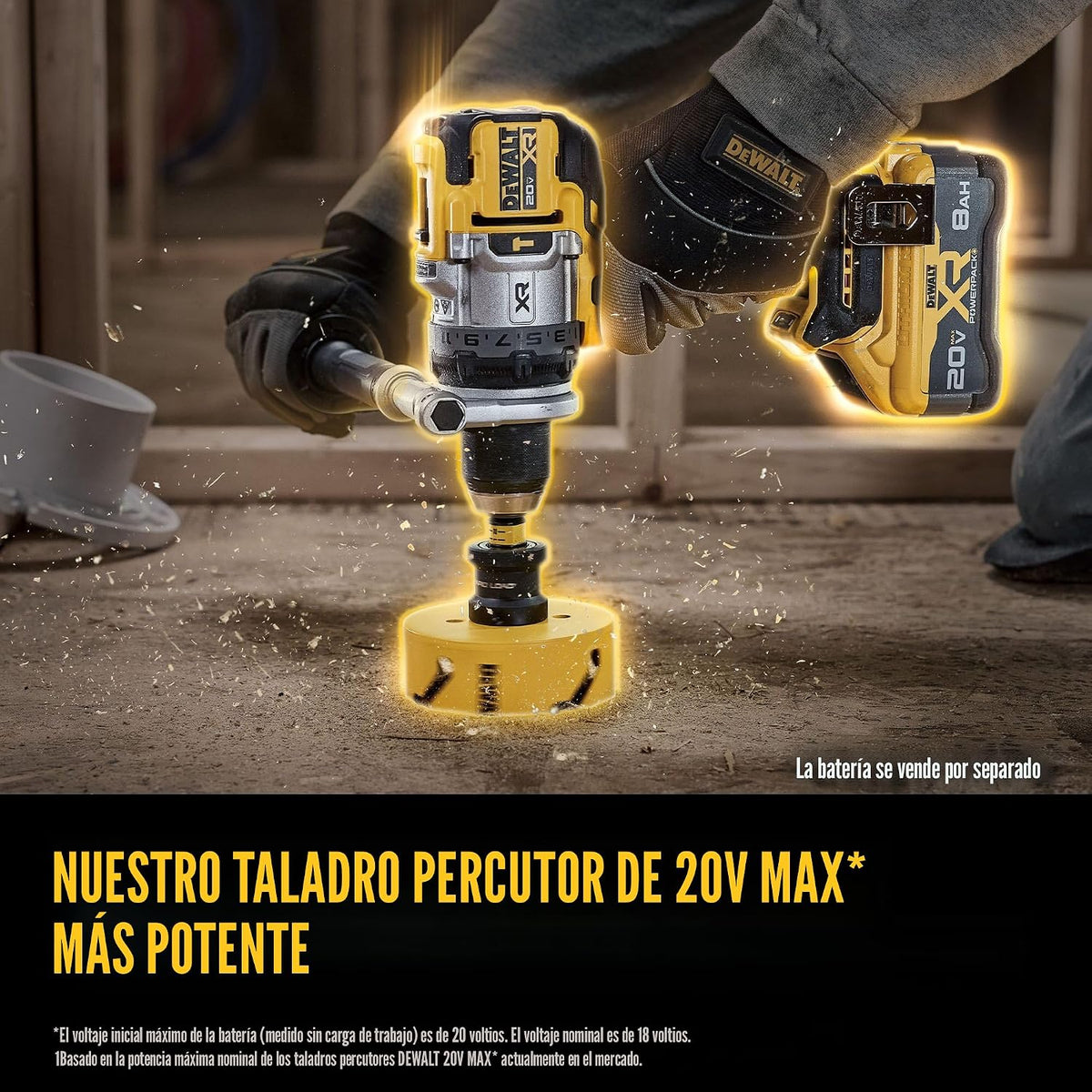 DEWALT Taladro de martillo inalámbrico sin escobillas de 20 V MAX XR de 1/2 pulgada, batería no incluida (DCD1007B)