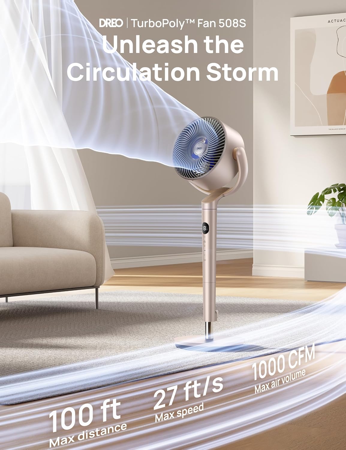 Dreo Ventiladores inteligentes para dormitorio, ventilador oscilant...