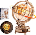 ROBOTIME ST003 - Rompecabezas de madera 3D para adultos, globo luminoso con rotación automática, kit de construcción de rompecabezas 3D de madera con luz LED, luz nocturna modelo globo para adultos