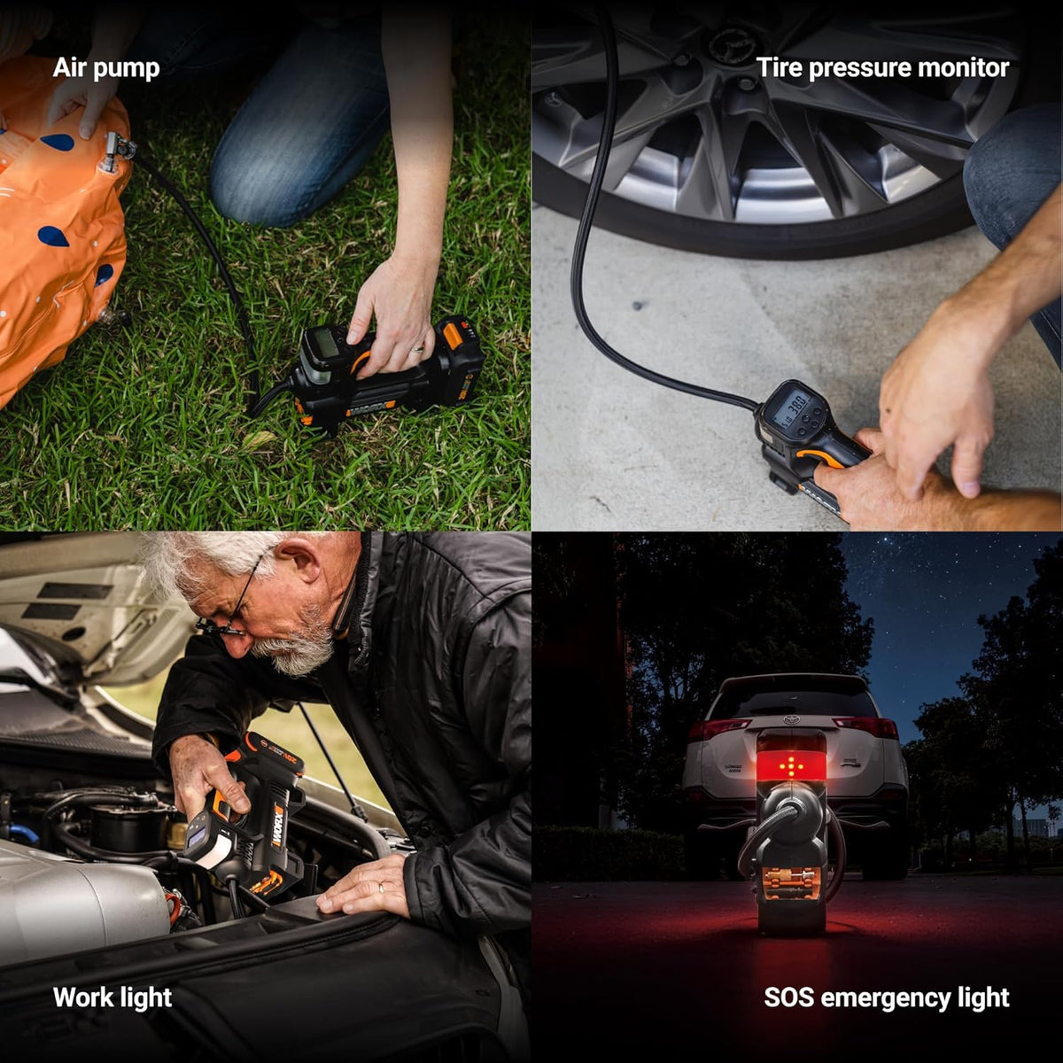 Worx WX092L 20V 2.0Ah inflador inalámbrico 2 en 1, batería y cargad...