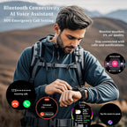 Military GPS Smart Watch: 1.43” AMOLED AOD, GPS integrado, Brújula, Altímetro, Barómetro, Seguimiento de Fitness/Trayectorias, Llamadas BT, 150+ Deportes, IP69K, Asistente de Voz, Larga Batería, Android/iOS