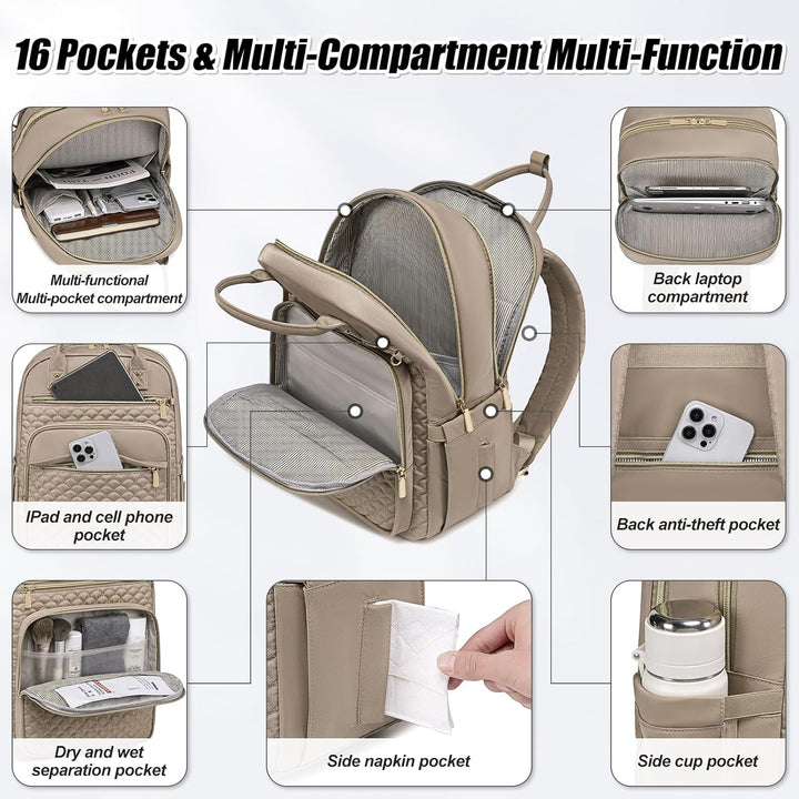 Mochila para laptop Tealari para mujeres, mochila para laptop de 15...