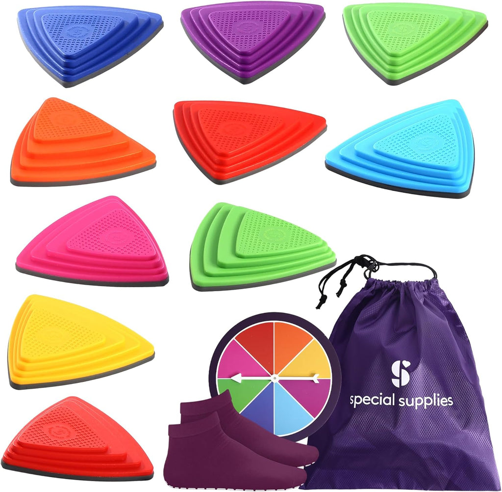 Special Supplies 10 Piedras de Equilibrio para Niños de Interior y Exterior, Bloques de Equilibrio que Promueven la Coordinación, Equilibrio y Fuerza, Goma Segura para Niños, Bordes Antideslizantes