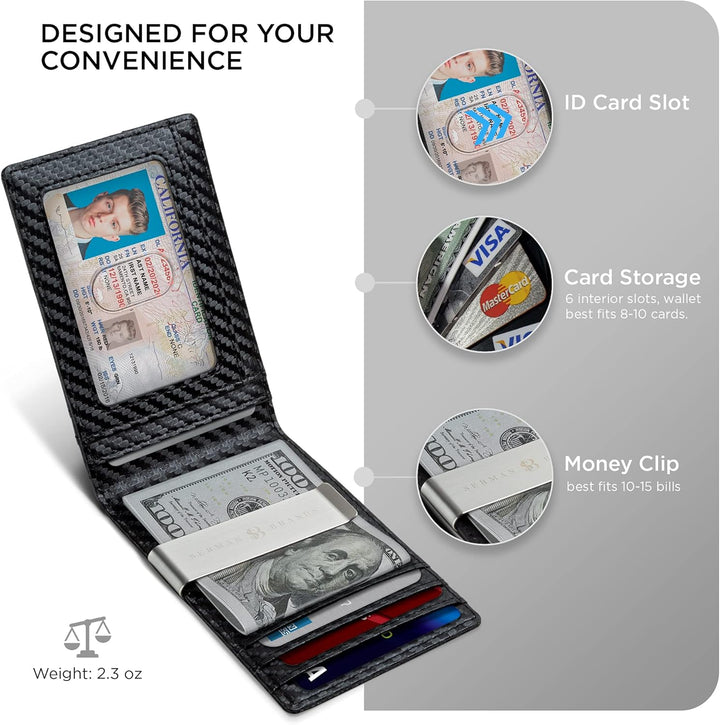 SERMAN BRANDS Billetera con clip de dinero para hombre. Carteras de...