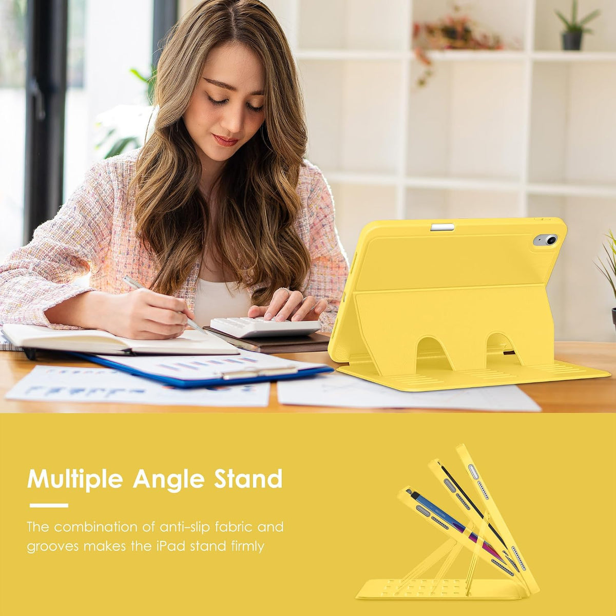 Funda para iPad (A16) de 11 pulgadas 2025 y iPad de 10ª/11ª generación de 10.9 pulgadas 2022, Soporte Magnético con Múltiples Ángulos, Parte Trasera Resistente a Golpes, Soporte para Lápiz, y