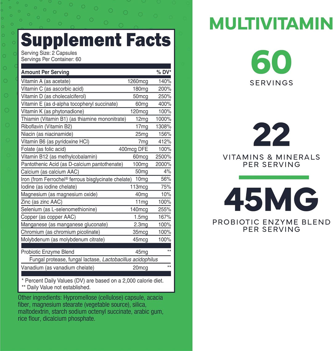 Type Zero Cápsulas multivitamínicas (120 cápsulas) (1300 mg) - con...