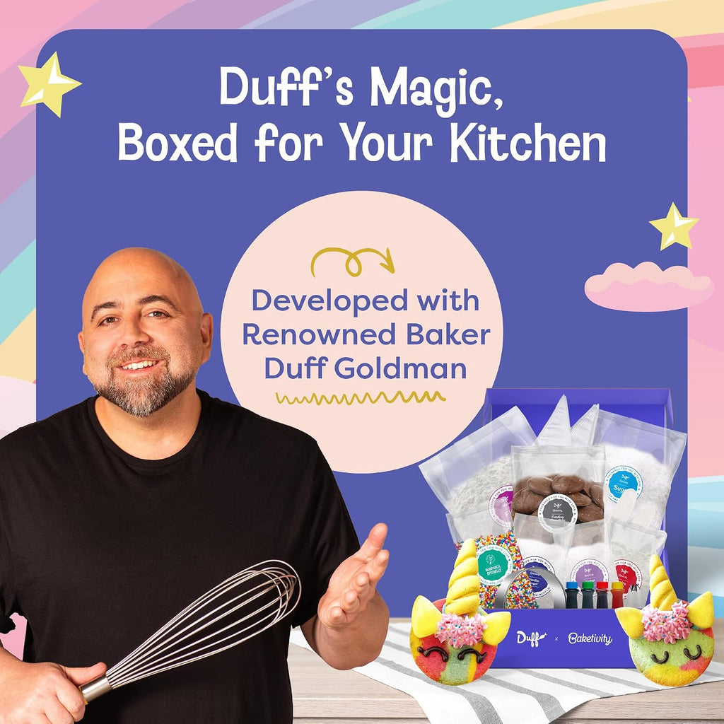 Baketivity x Kit para hornear galletas de unicornio Duff Goldman para niños