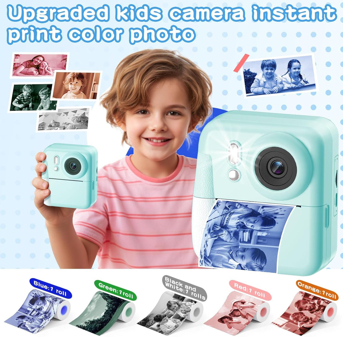 Cámara para Niños con Impresión Instantánea de Fotos a Color, Cámar...