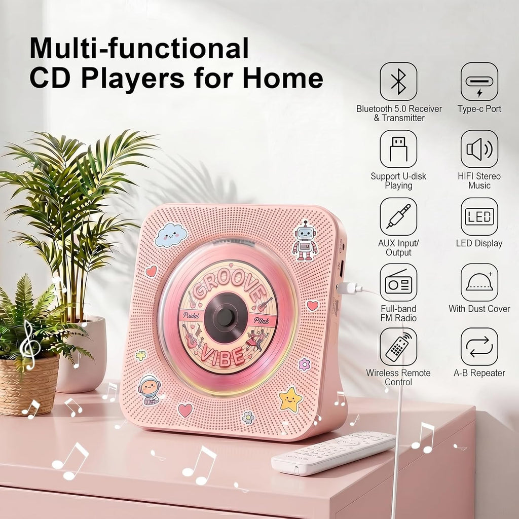 Gueray Reproductor de CD Reproductores de CD portátiles Bluetooth de