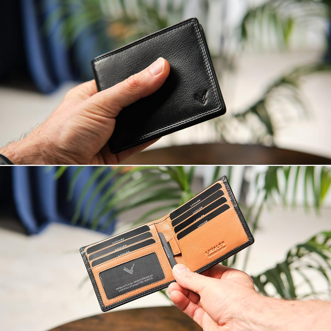 Lavalen Billeteras de cuero suave para hombres UK \u2013 Bloqueo RF...