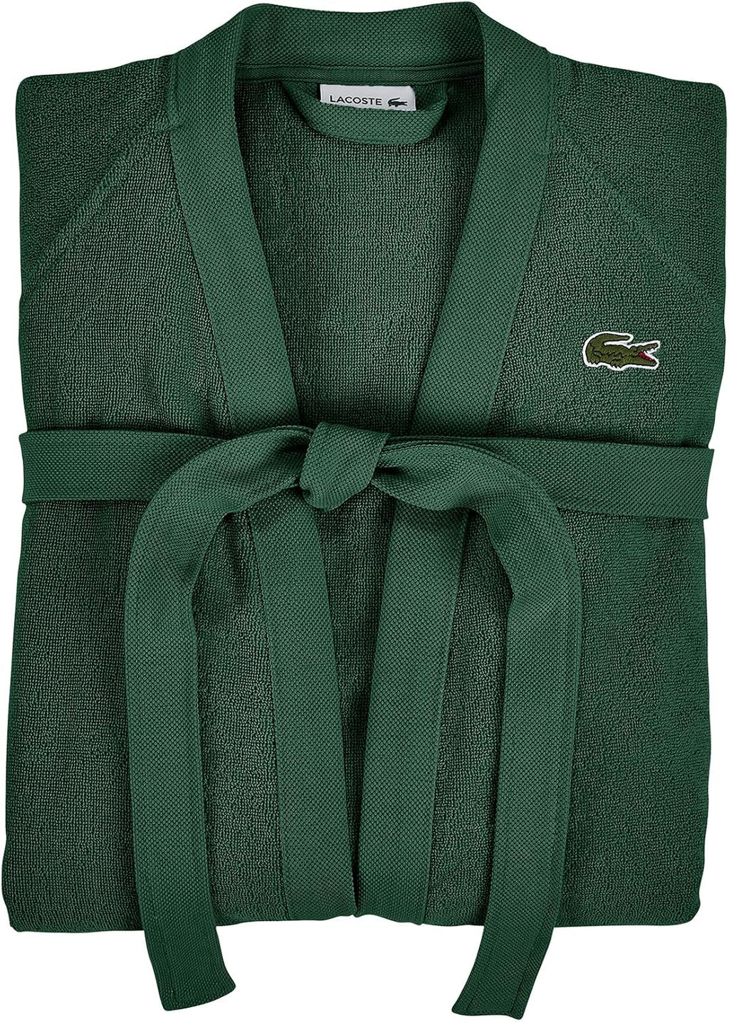Lacoste Bata de baño clásica de piqué, 100% rizo de algodón suave, bata de baño unisex para adultos, absorbente y de secado rápido, talla única para la mayoría