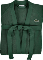 Lacoste Bata de baño clásica de piqué, 100% rizo de algodón suave, bata de baño unisex para adultos, absorbente y de secado rápido, talla única para la mayoría