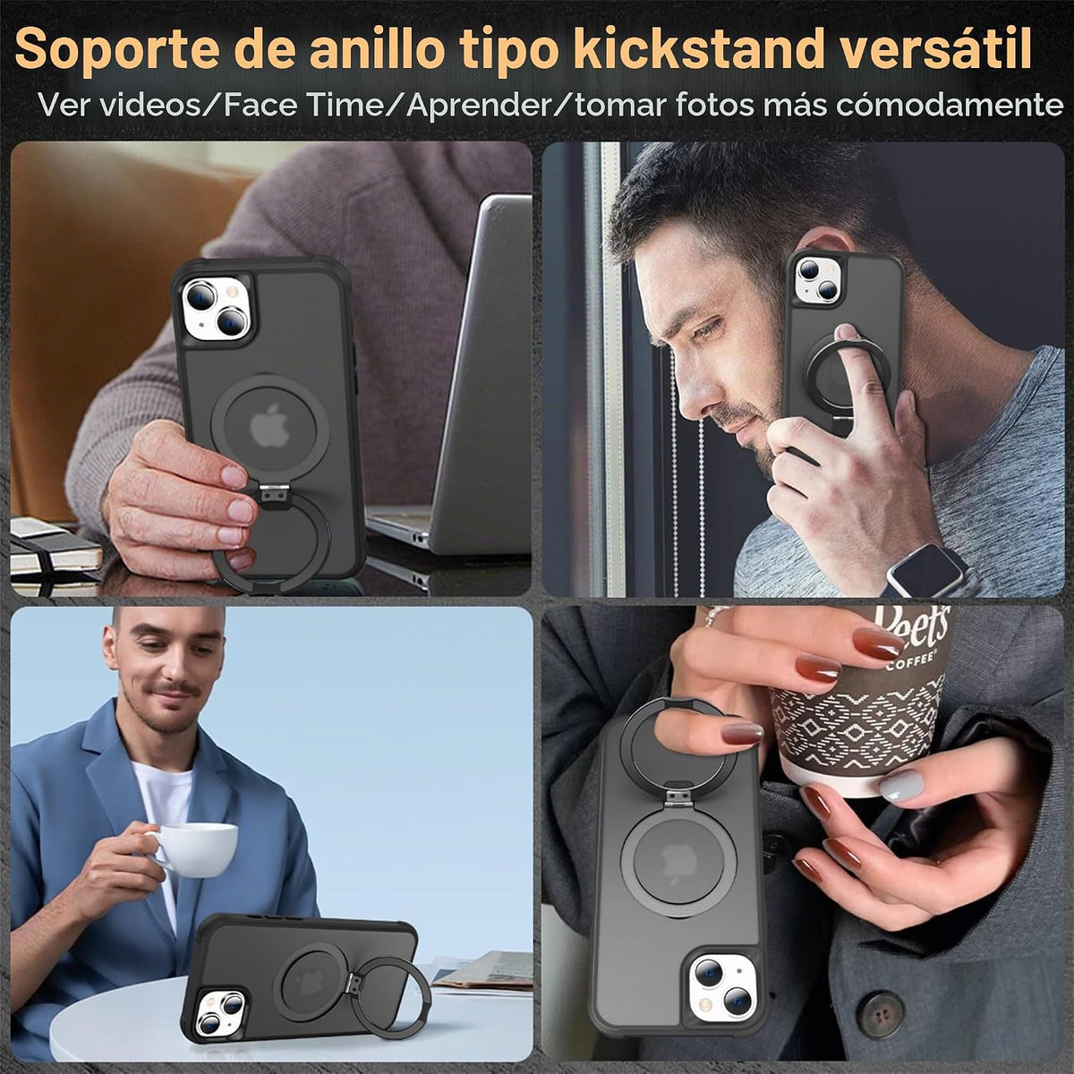 SKYLMW – Funda compatible con iPhone 15 con soporte magnético invisible tipo anillo, funda translúcida de grado militar para iPhone 15 de 6.1 pulgadas [compatible con MagSafe] [excelente sensación de
