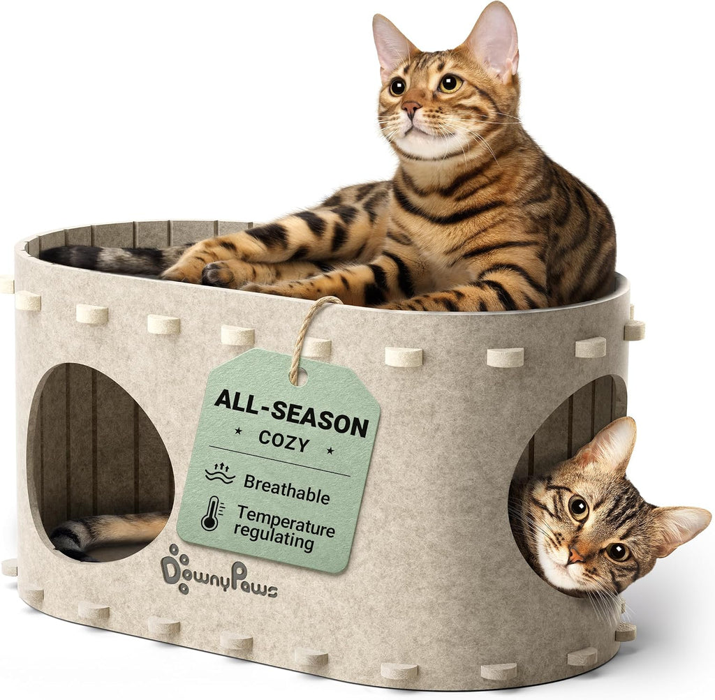 DownyPaws Casa para gatos de interior, cueva Peekaboo Cat Bed Cave