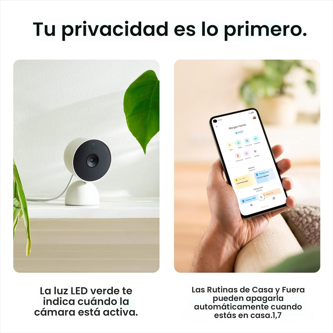 Google Cámara de seguridad Nest para interiores 1080p (cableada) -...