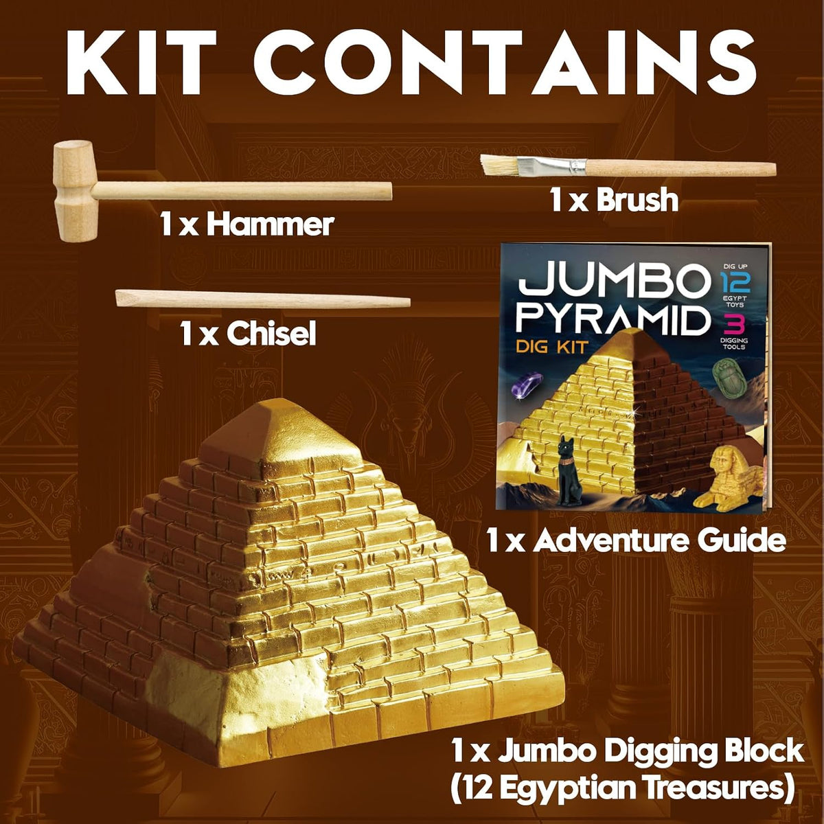 Kit de excavación de pirámide de patata con piano, 12 tesoros y momia del