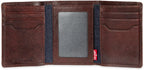 Levi's Billetera triple de cuero de puntada pesada para hombre, marrón, talla única