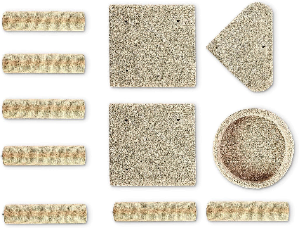 Amazon Basics Torre de actividades de escalada para interiores con postes rascadores, grande, 17.7 x 45.9 pulgadas, beige