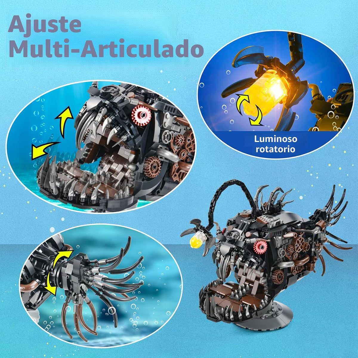 Lámpara XITALAXU Conjuntos de Construcción de Peces Mecánicos, Juego de Colección de Animales Marinos, Decoración para el Hogar u Oficina para Adultos, Regalo de Construcción STEM para Adolescentes, Niños y