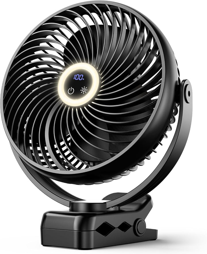 Koonie Ventilador portátil con clip de 10000 mAh con linterna LED y...